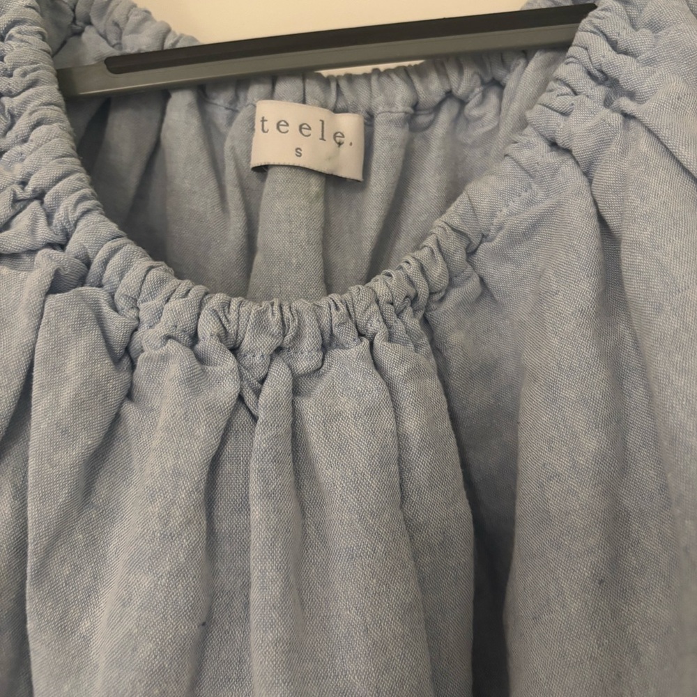 Light Blue Off-Shoulder Ruffle Blouse - Picture 3 of 3